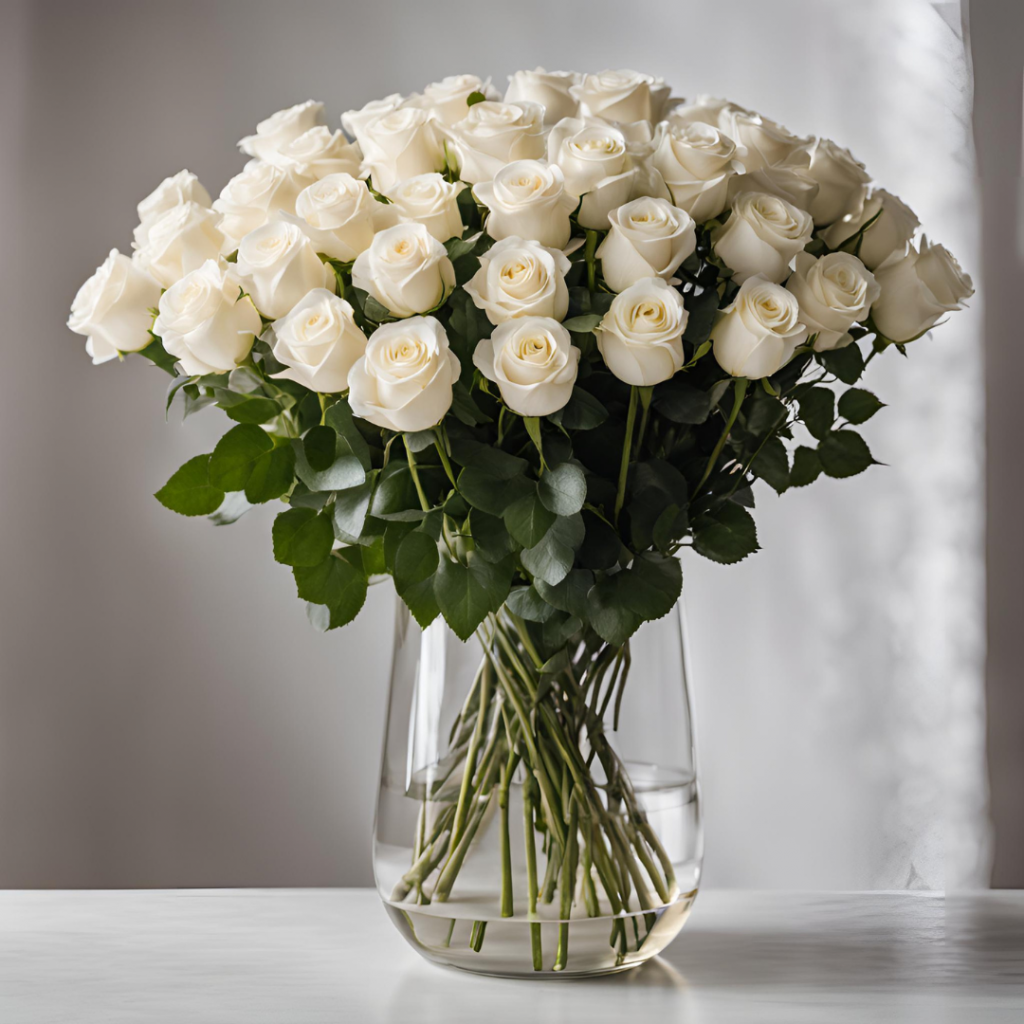 Rosas blancas en un jarrón